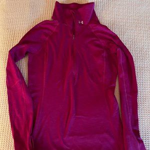 Magenta Under Armour workout fleece-lined sweatshirt/layer